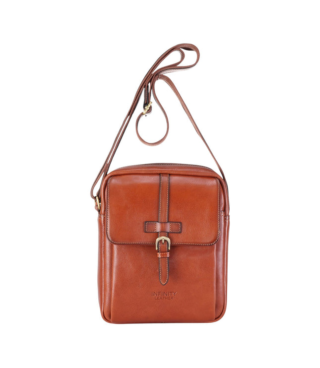 Genuine Leather Tan Vintage Crossbody Messenger Travel Bag - Ashby