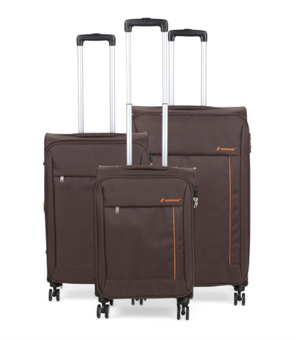 Carrollton Set of 3 Soft Shell Suitcase in Brown