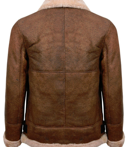 Mens Vintage Brown Sheepskin Aviator Jacket- KANSAS