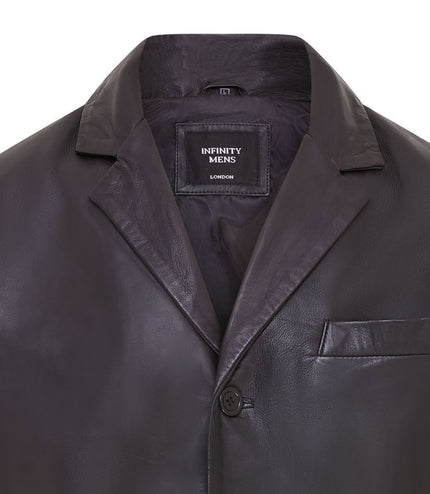 Mens Genuine Leather Blazer Soft Real Italian Tailored Vintage Jacket Coat - Black