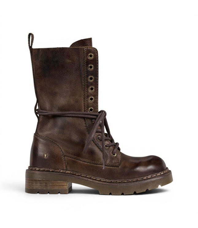 Windsorsmith Women’s Brown Leather Lace-Up Combat Boots - Intermission