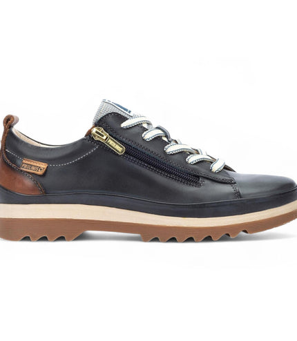 Pikolinos Women's Ocean Blue Leather Laces & Zipper Trainers - Vigo