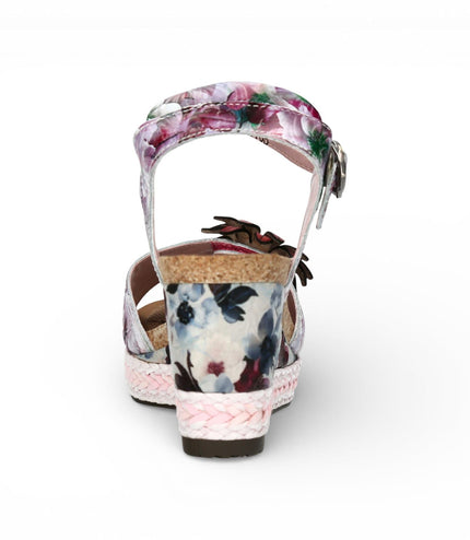Laura Vita Women's Facyo 75 Lilac Purple Floral Leather Wedge Espadrille Sandals