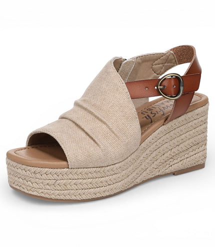 Blowfish Malibu Womens Brown Beige Wedge Slingbacks Heel Sandals - Amira