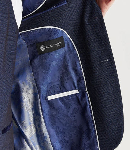 Men's Navy Suit Blazer Prince Of Wales Formal Blazer
