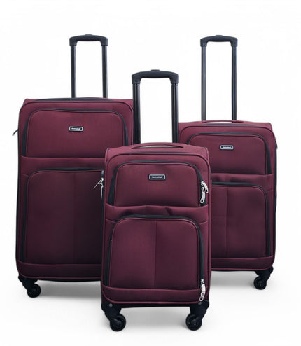 Tahara Set of 3 Soft Shell Suitcase in Wine