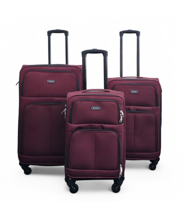Tahara Set of 3 Soft Shell Suitcase in Wine