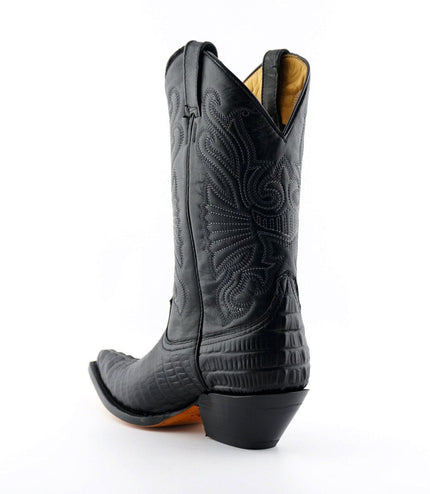 Grinders Black Leather Western Cowboy Boots -Carolina