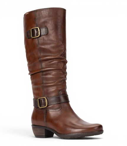 Pikolinos Women's Brown Leather Heel Knee-High Long Boots - Utiel