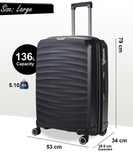 Alton Large Hard Shell Suitcase in Black
