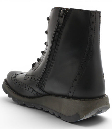 Fly London Women’s Black Leather Lace-Up Ankle Boots- SARL069