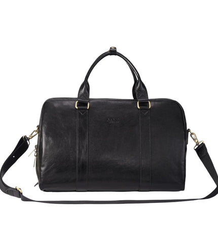 Vintage Genuine Leather Black Holdall Duffle Gym Travel Bag - Atlas