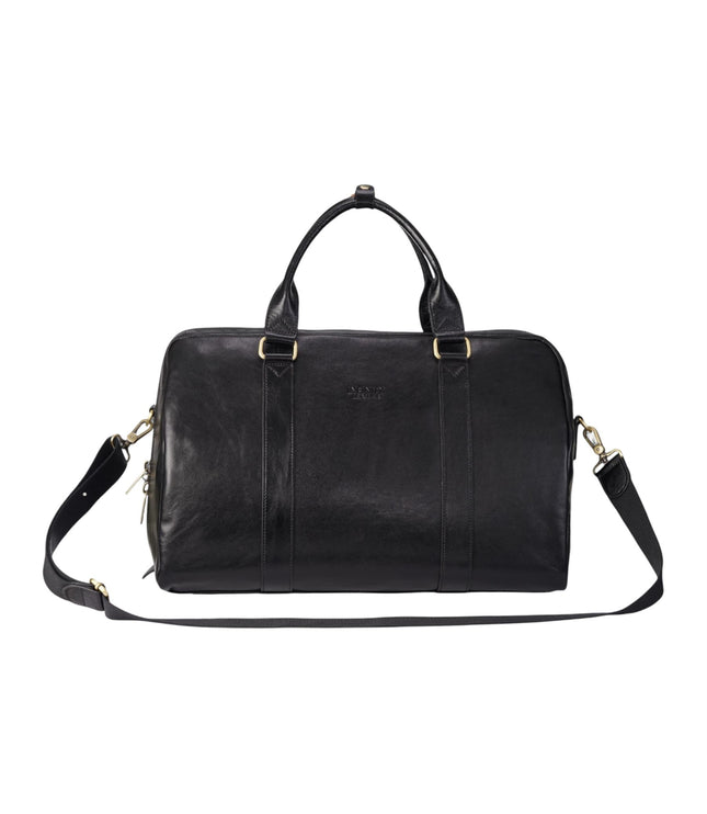 Vintage Genuine Leather Black Holdall Duffle Gym Travel Bag - Atlas