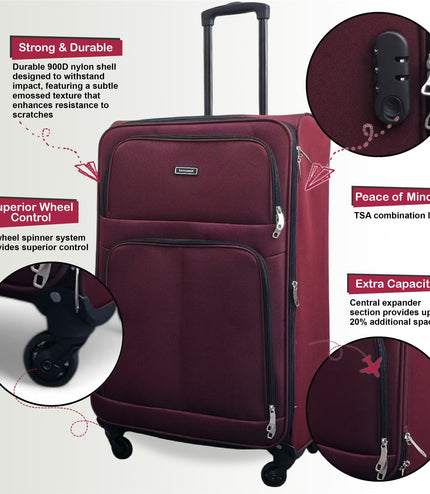 Tahara Cabin Soft Shell Suitcase in Wine