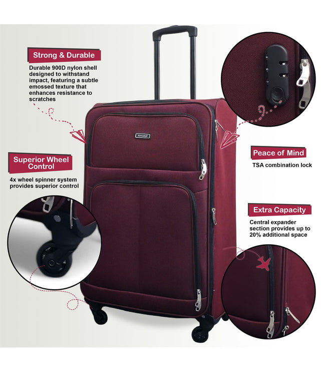 Tahara Cabin Soft Shell Suitcase in Wine