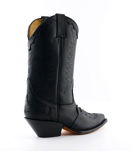 Grinders Unisex Black Leather Cowboy Boots-Arizona Hi