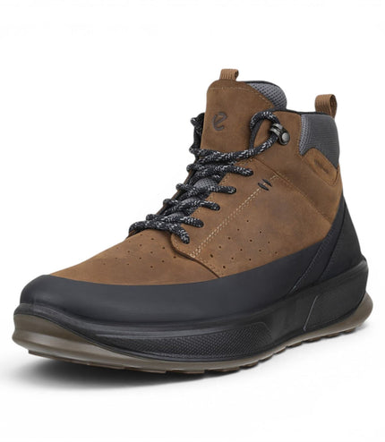 Ecco Men's Waterproof Black Tan Leather Outdoor Walking Boots - Byway 2.0