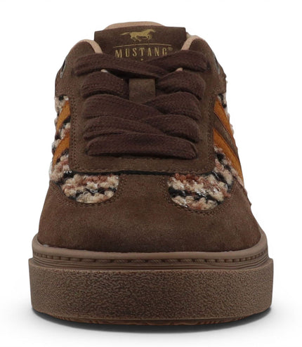 Mustang Women's Brown Tweed Sneakers Trainer Shoes - M0212020