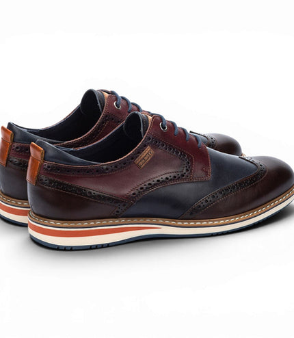 Pikolinos Men’s Brown Burgundy Leather Brogue Lace-Up Oxford Shoes - Avila