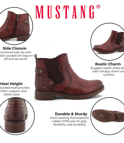 Mustang Women's Burgundy Chelsea Ankle Boots