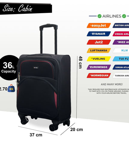 Gosford Cabin Soft Shell Suitcase in Black