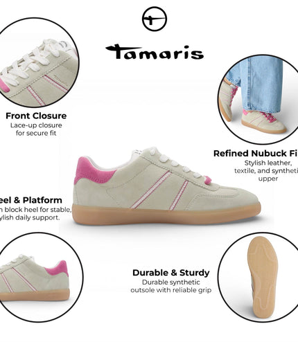 Tamaris Women's Green Pink Leather Trainers Sneaker Shoes