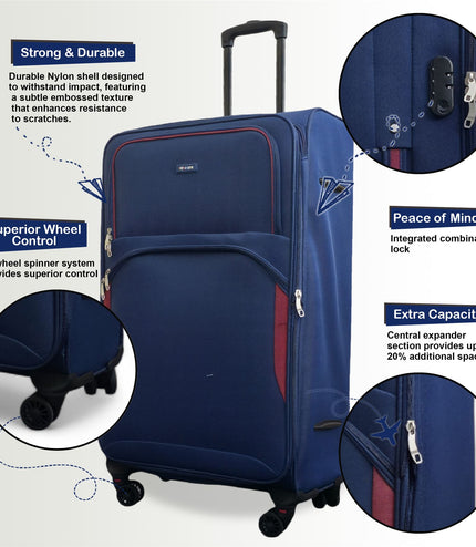 Gosford Cabin Soft Shell Suitcase in Navy Blue