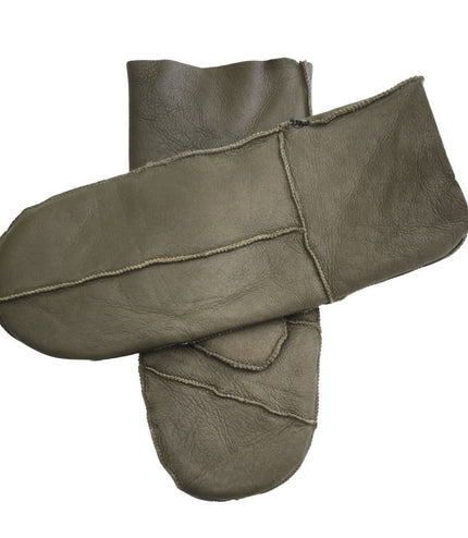 Infinity Leather Womens Green Genuine Real Sheepskin Mittens Warm Gloves