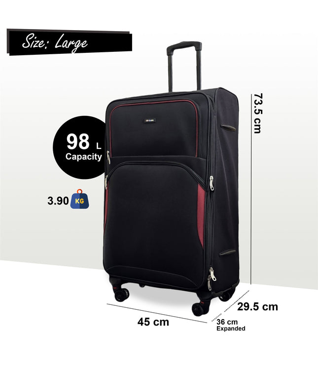 Gosford Large Soft Shell Suitcase in Black