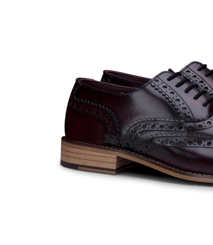 Mens Classic Oxford Maroon Leather Gatsby Brogue Shoes