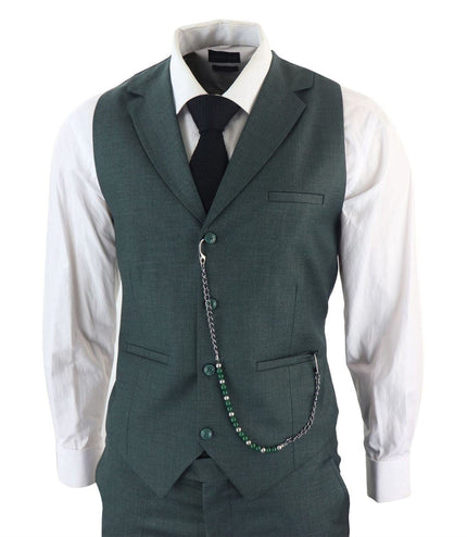 Men's Classic 3-Piece Plain Green Suit