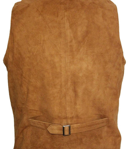 Mens Classic Goat Suede Leather Waistcoat-Norwich - Tan