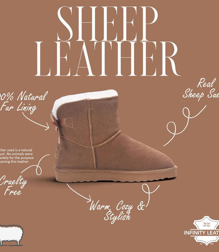 Women's Chestnut Tan Genuine Sheepskin Real Fur Winter Ankle Boots - Eclipse