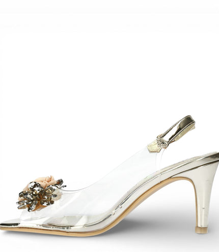 Laura Vita Women's Mira 05 Clear Golden Slip-On Cinderella Heel Sandals