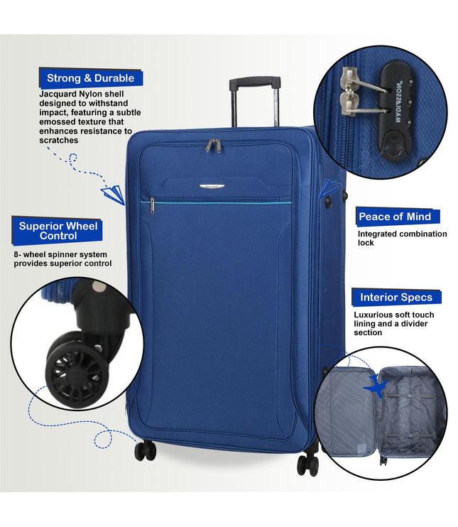 Cinderford Extra Large Soft Shell Suitcase in Blue