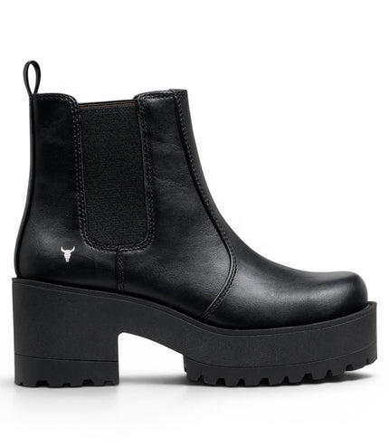 Windsormsith Women's Black Chunky Platform Chelsea Boots - Evolve