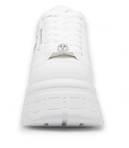 Windsorsmith Womens White Chunky Leather Platform Trainers Sneakers - Swerve