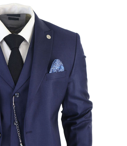 Men's Classic 3-Piece Plain Navy Suit
