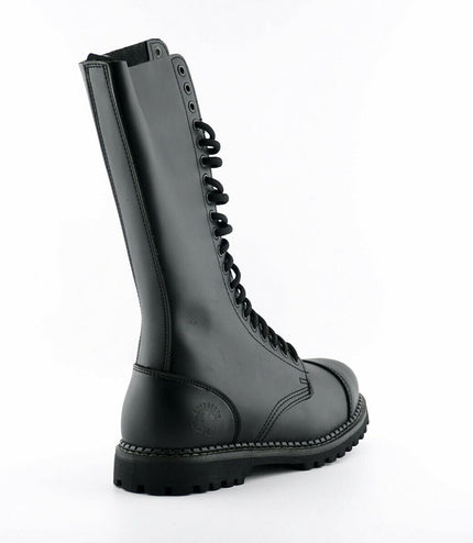 Grinders Unisex Black Leather Mid-Calf Punk Military Boots - King CS