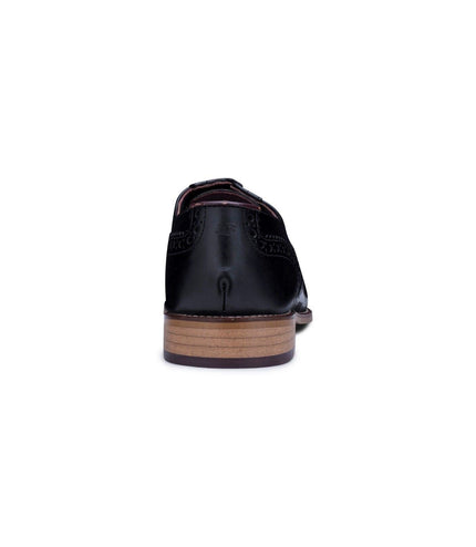 Mens Classic Oxford Black Leather Gatsby Brogue Shoes