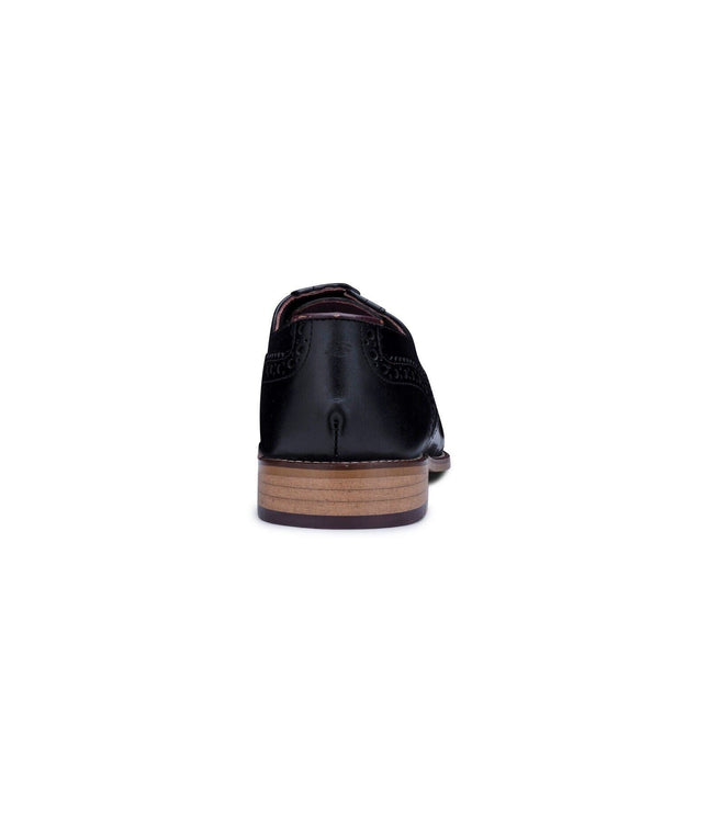 Mens Classic Oxford Black Leather Gatsby Brogue Shoes