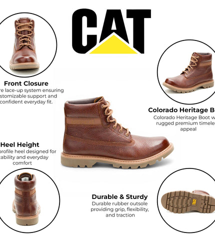 CAT (Caterpillar) Colorado 2.0 Ginger Brown Leather Hiking Ankle Boots