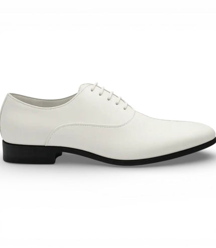 Men's Formal White Patent PU Leather Oxford Dress Brogue Shoes