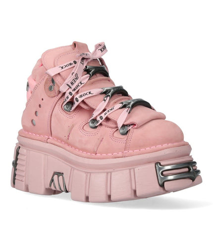 New Rock M-106-C153 Pink Tower Platform Gothic Punk Ankle Boots