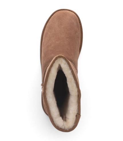 Men's Genuine Sheepskin Chestnut Suede Winter Ankle Boots - Denver