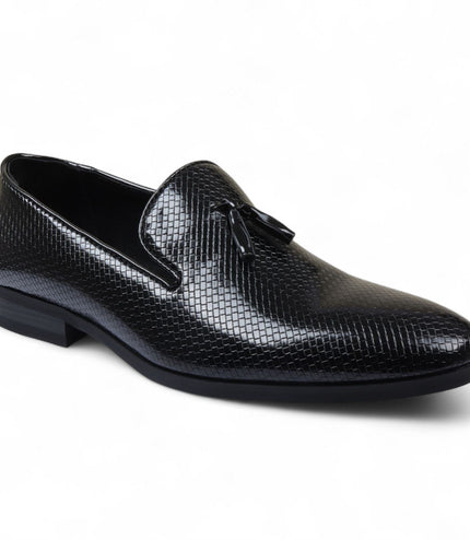 Men's Black Formal Tassel Loafers Slip-On Leather Shoes