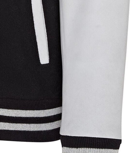 Letterman Baseball Wool Leather Varsity Bomber Jacket - Genoa - Black/Grey