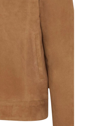 Mens Navy Goat Suede Leather Harrington Biker Jacket - Berlin