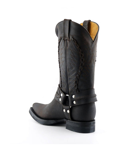 Grinders Mens Brown Leather Cowboy Boot - Galveston