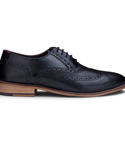 Mens Classic Oxford Black Leather Gatsby Brogue Shoes